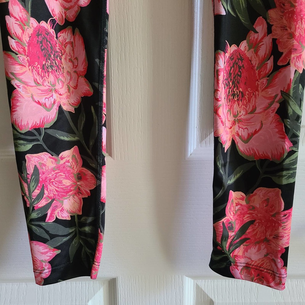 BEYOND YOGA Lux Floral High-Rise Full-Length Leggings Black‎ Pink Women's Small - Picture 4 of 7